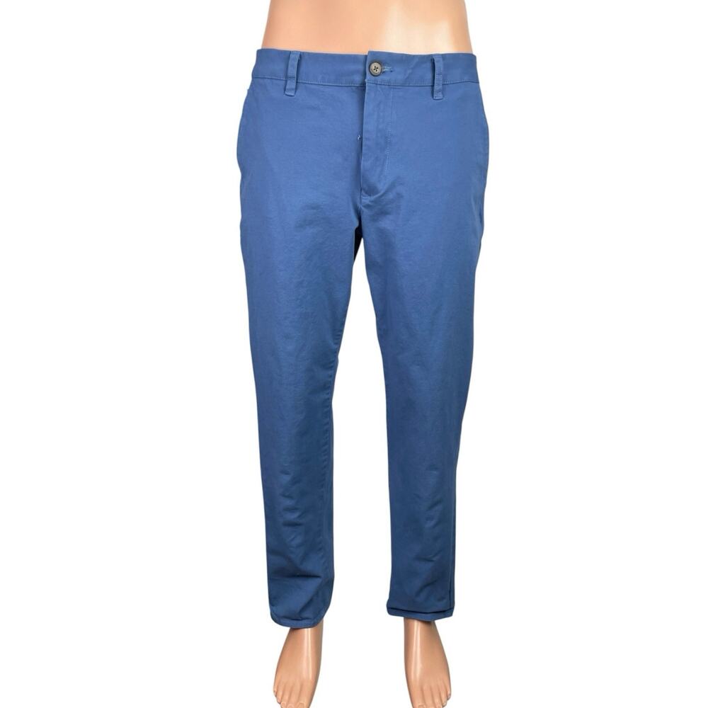Bonobos Men's Blue Mid Rise Slim Tapered Ankle Chino Trousers Pants Size 33x32